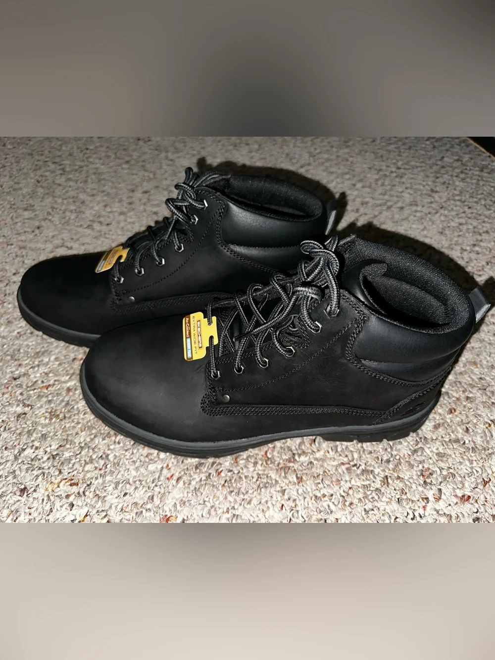 NWB Skechers Men’s Black Lace-Up Work Boots - Extra Wide 13
